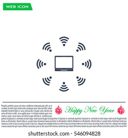 WiFi icon around the computer