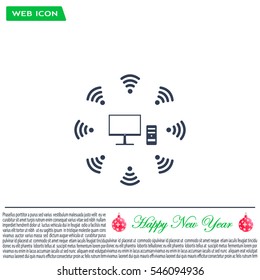 WiFi icon around the computer