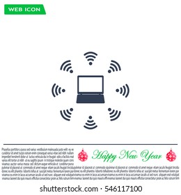 WiFi icon around the computer
