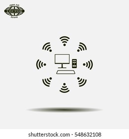 WiFi icon around the computer