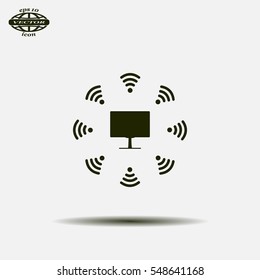 WiFi icon around the computer