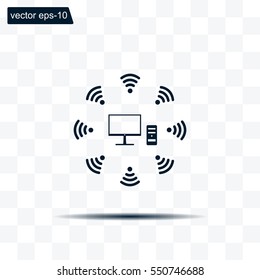 WiFi icon around the computer