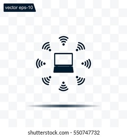 WiFi icon around the computer