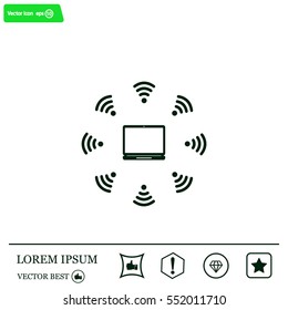 WiFi icon around the computer