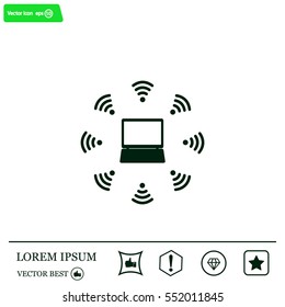 WiFi icon around the computer