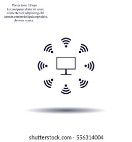 WiFi icon around the computer