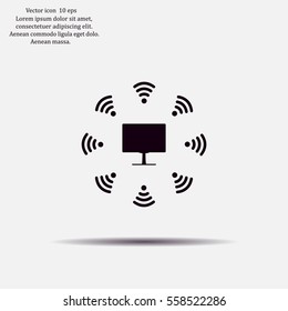 WiFi icon around the computer