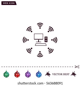 WiFi icon around the computer
