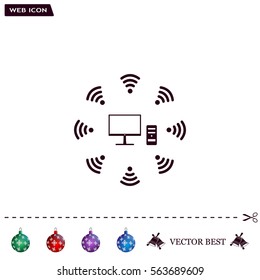WiFi icon around the computer