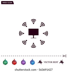 WiFi icon around the computer
