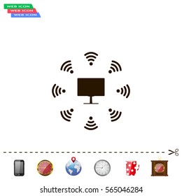 WiFi icon around the computer