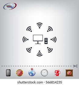 WiFi icon around the computer