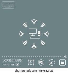 WiFi icon around the computer