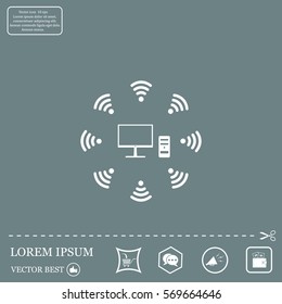 WiFi icon around the computer