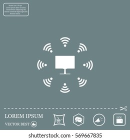 WiFi icon around the computer