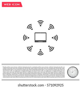 WiFi icon around the computer