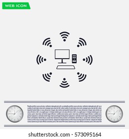 WiFi icon around the computer