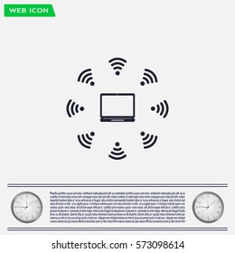WiFi icon around the computer