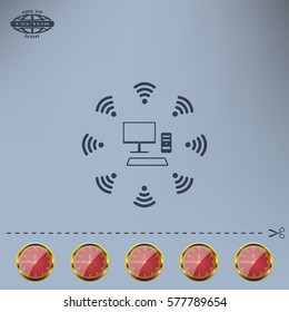WiFi icon around the computer