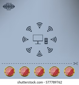 WiFi icon around the computer