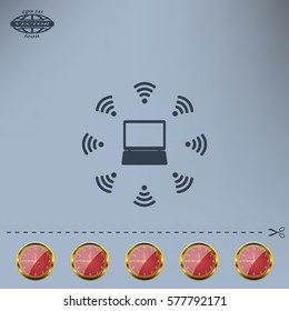 WiFi icon around the computer