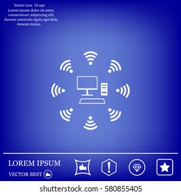 WiFi icon around the computer