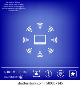 WiFi icon around the computer