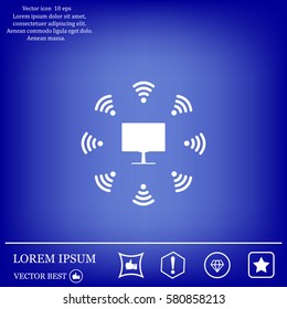 WiFi icon around the computer