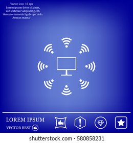 WiFi icon around the computer