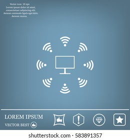 WiFi icon around the computer