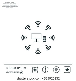 WiFi icon around the computer