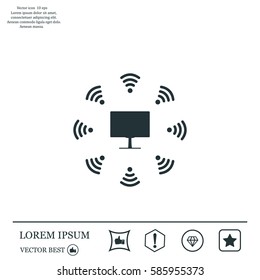 WiFi icon around the computer