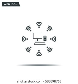 WiFi icon around the computer