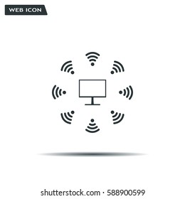 WiFi icon around the computer