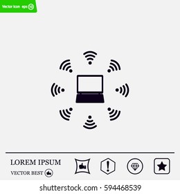 WiFi icon around the computer