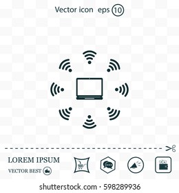 WiFi icon around the computer