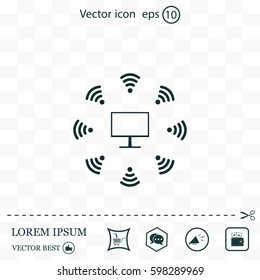 WiFi icon around the computer