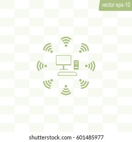 WiFi icon around the computer