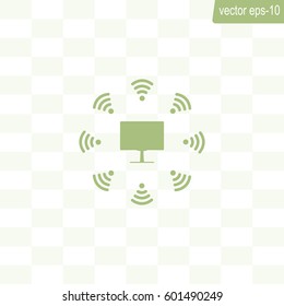 WiFi icon around the computer