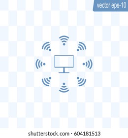 WiFi icon around the computer