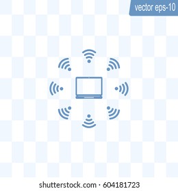 WiFi icon around the computer