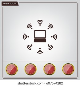 WiFi icon around the computer