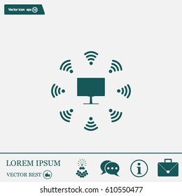 WiFi icon around the computer