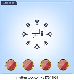 WiFi icon around the computer