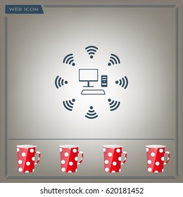 WiFi icon around the computer