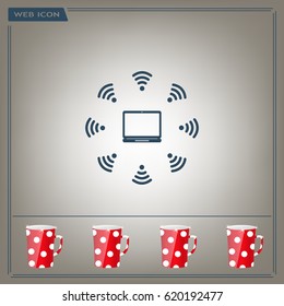 WiFi icon around the computer