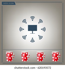 WiFi icon around the computer