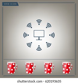 WiFi icon around the computer