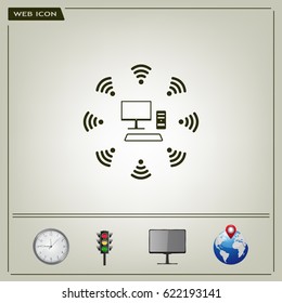 WiFi icon around the computer