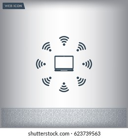 WiFi icon around the computer